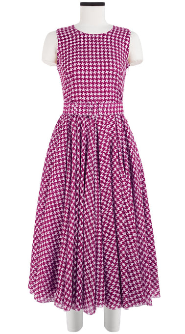 Aster Dress Crew Neck Sleeveless Midi Length Cotton Musola (Abstract Dogstooth)