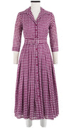 Audrey Dress #4 Shirt Collar 3/4 Sleeve Midi Length Cotton Musola (Abstract Dogstooth)