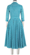 Aster Dress Shirt Collar 3/4 Sleeve Midi Length Cotton Musola (Abstract Dogstooth)