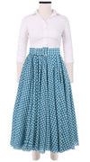 Aster Skirt #1 with Belt Midi Length Cotton Musola (Abstract Dogstooth)