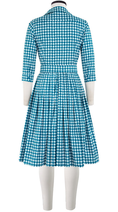 Audrey Dress #2 Shirt Collar 3/4 Sleeve Cotton Stretch (Abstract Dogstooth)