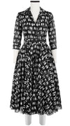 Aster Dress Shirt Collar 3/4 Sleeve Midi Length Cotton Musola (Abstract Kooning)
