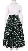 Aster Skirt #1 with Belt Midi Length Cotton Musola (Abstract Kooning)