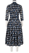 Audrey Dress #3 Shirt Collar 3/4 Sleeve Midi Length Cotton Musola (Abstract Kooning)