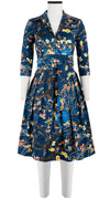 Audrey Dress #1 Shirt Collar 3/4 Sleeve Cotton Stretch (Almond Blossom)