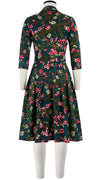 Audrey Dress #1 Shirt Collar 3/4 Sleeve Cotton Stretch (Almond Blossom)