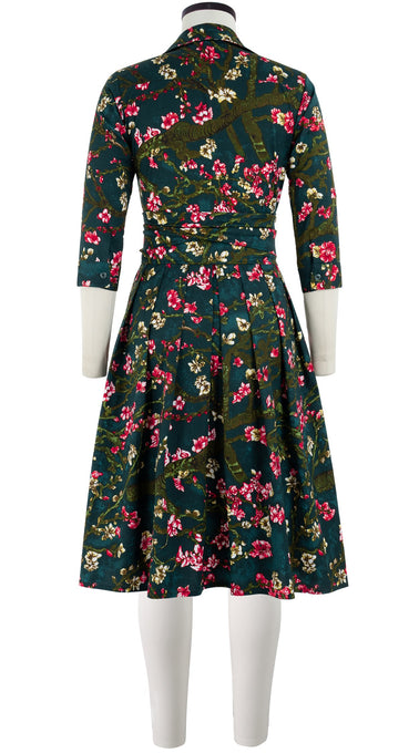 Audrey Dress #1 Shirt Collar 3/4 Sleeve Cotton Stretch (Almond Blossom)