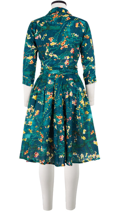 Audrey Dress #3 Shirt Collar 3/4 Sleeve with Hamilton Belt Linen (Almond Blossom)