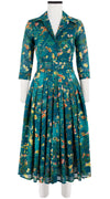 Audrey Dress #4 Shirt Collar 3/4 Sleeve Midi Length Cotton Musola (Almond Blossom)
