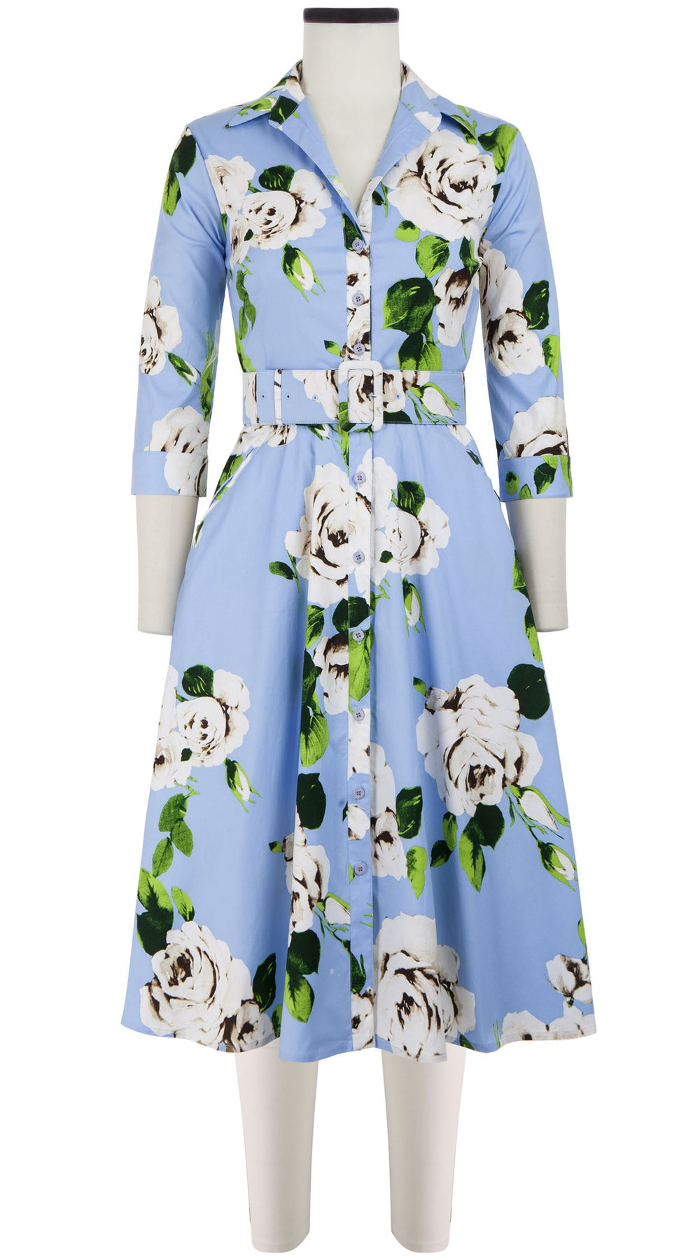 Abel Dress Shirt Collar 3/4 Sleeve Long Length Cotton Stretch (Amber Queen)