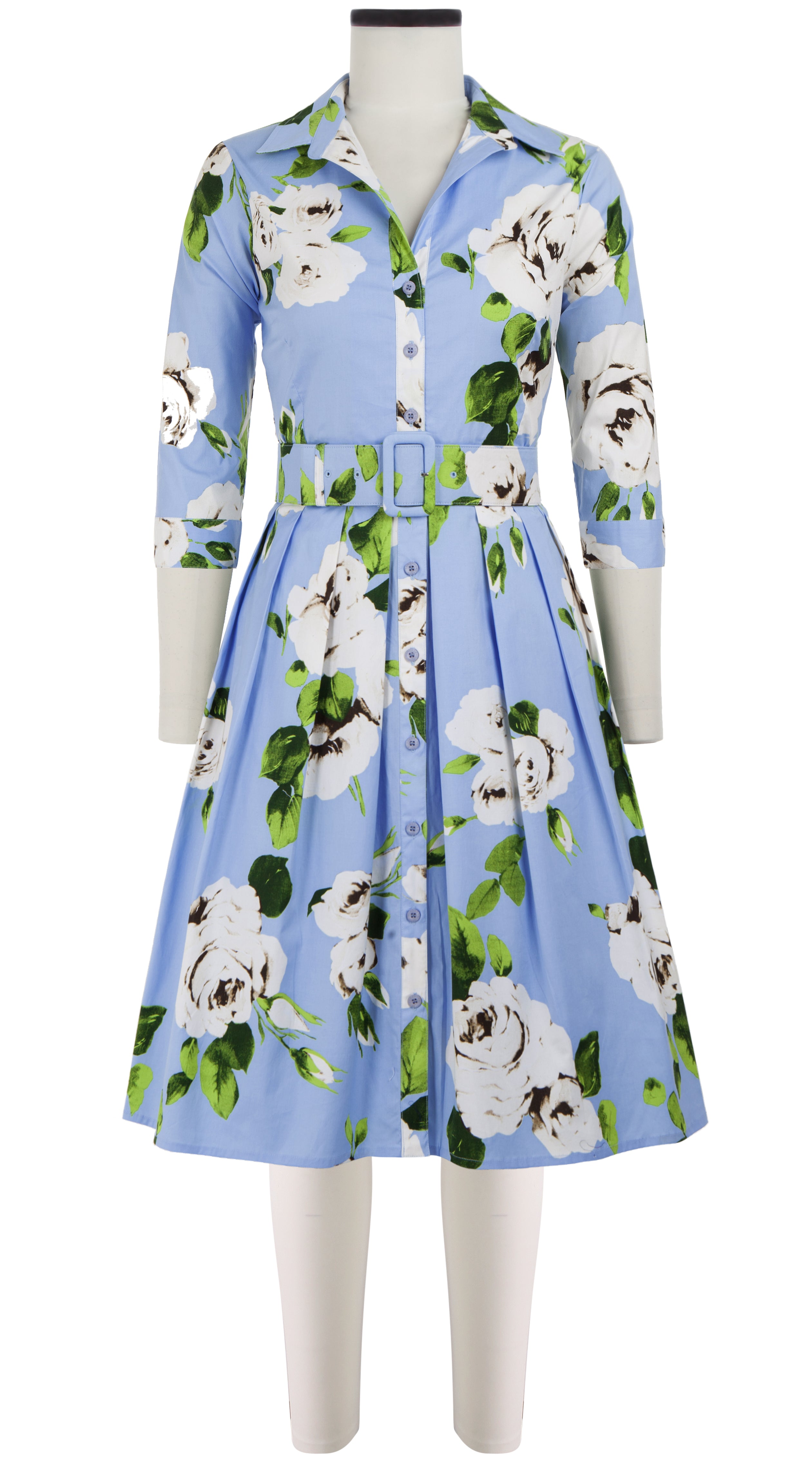 Audrey Dress #1 Shirt Collar 3/4 Sleeve Cotton Stretch