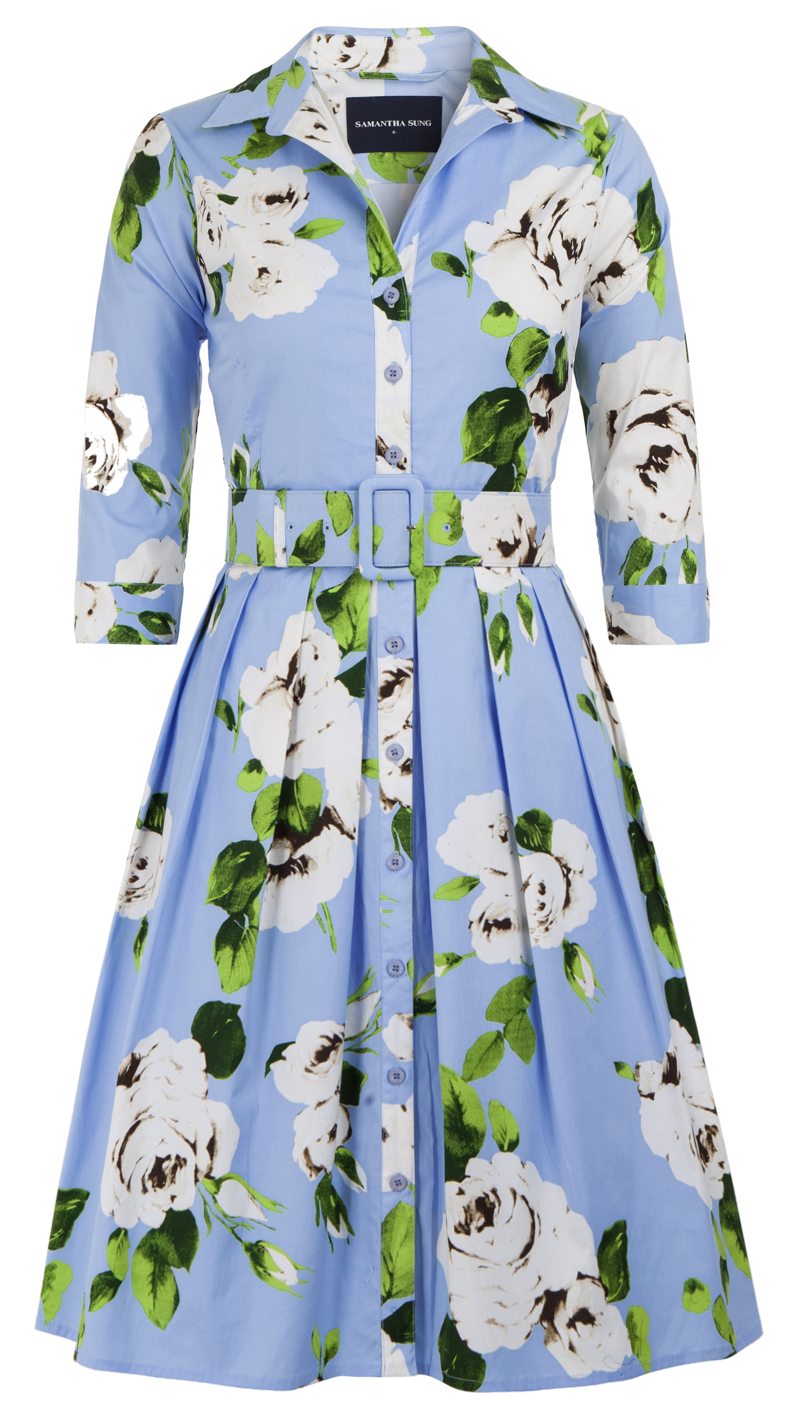 Audrey Dress #1 Shirt Collar 3/4 Sleeve Cotton Stretch
