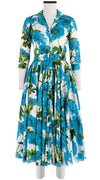 Aster Dress Shirt Collar 3/4 Sleeve Midi Length Cotton Musola (Anemon Naples All Over)