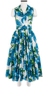 Aster Dress Shirt Collar Sleeveless Midi Length Cotton Musola (Anemon Naples All Over)