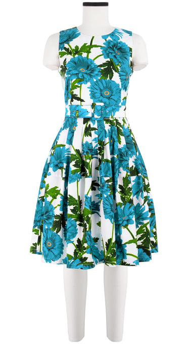 Rachel Dress Crew Neck Sleeveless Cotton Stretch (Anemon Naples All Over)