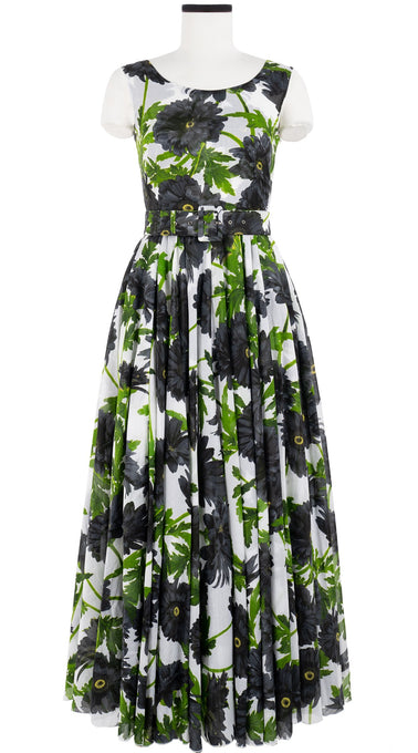 Aster Dress Boat Neck Mini Cap Sleeve Maxi Length Cotton Musola (Anemon Naples All Over)