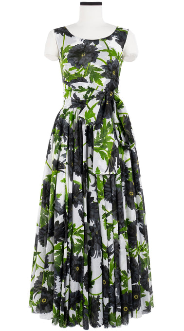 Aster Dress Boat Neck Mini Cap Sleeve Maxi Length Cotton Musola (Anemon Naples All Over)