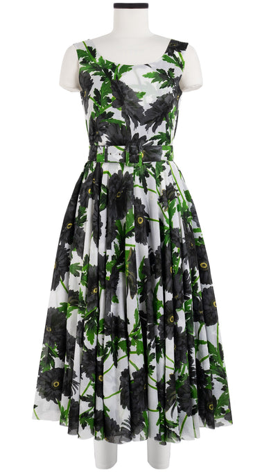 Aster Dress Boat Neck Sleeveless Midi Length Cotton Musola (Anemon Naples All Over)