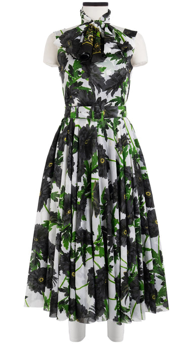 Aster Dress Boat Neck Sleeveless Midi Length Cotton Musola (Anemon Naples All Over)