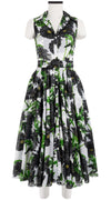 Aster Dress Shirt Collar Sleeveless Midi Length Cotton Musola (Anemon Naples All Over)