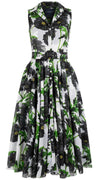 Aster Dress Shirt Collar Sleeveless Midi Length Cotton Musola (Anemon Naples All Over)