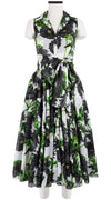 Aster Dress Shirt Collar Sleeveless Midi Length Cotton Musola (Anemon Naples All Over)