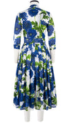 Audrey Dress #4 Shirt Collar 3/4 Sleeve Midi Length Cotton Musola (Anemon Naples All Over)