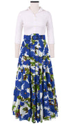 Mia Skirt with Hamilton Belt Maxi Length Cotton Musola (Anemon Naples All Over)