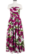 Carol Dress Tube Strapless with Hamilton Belt Maxi Length Cotton Musola (Anemon Naples All Over)
