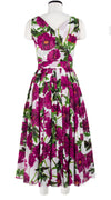 Vivien Dress #1 V Neck Sleeveless Midi Length Cotton Musola (Anemon Naples All Over)