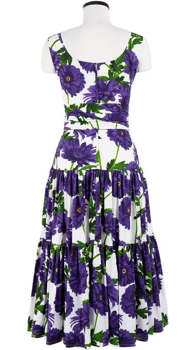 Emma Dress U Neck Sleeveless Midi Plus Length Cotton Stretch (Anemon Naples All Over)
