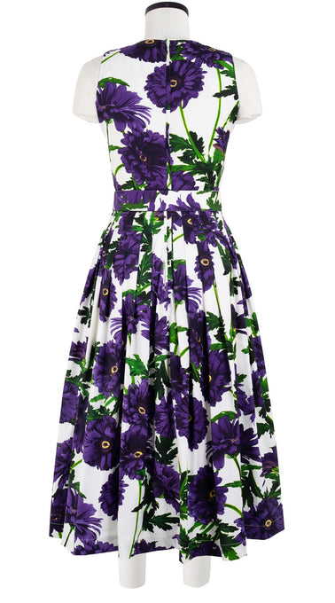 Florance Dress #2 Crew Neck Sleeveless Midi Length Cotton Stretch (Anemon Naples All Over)