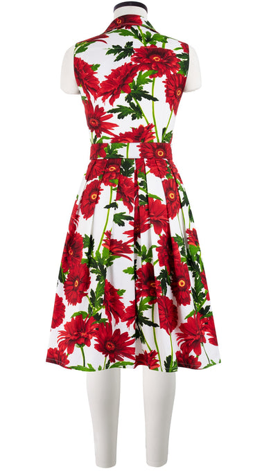 Audrey Dress #1 Shirt Collar Sleeveless Cotton Stretch (Anemon Naples All Over)
