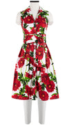 Audrey Dress #1 Shirt Collar Sleeveless Cotton Stretch (Anemon Naples All Over)