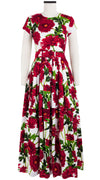 Rachel Dress Crew Neck Short Sleeve Maxi Length Cotton Stretch (Anemon Naples All Over)