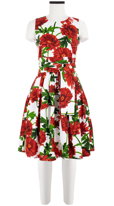 Rachel Dress Crew Neck Sleeveless Cotton Stretch (Anemon Naples All Over)