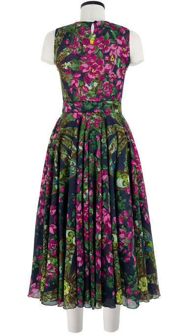 Aster Dress Crew Neck Sleeveless Midi Length Cotton Musola (Antique Wheel All Over)