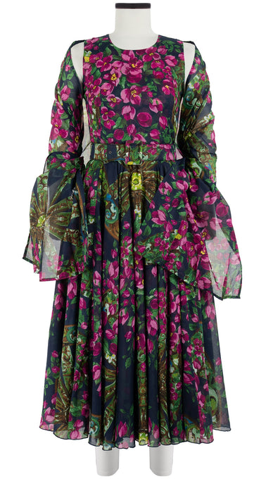 Aster Dress Crew Neck Sleeveless Midi Length Cotton Musola (Antique Wheel All Over)