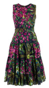 Preen Dress Crew Neck Sleeveless Midi Length Cotton Musola (Antique Wheel All Over)