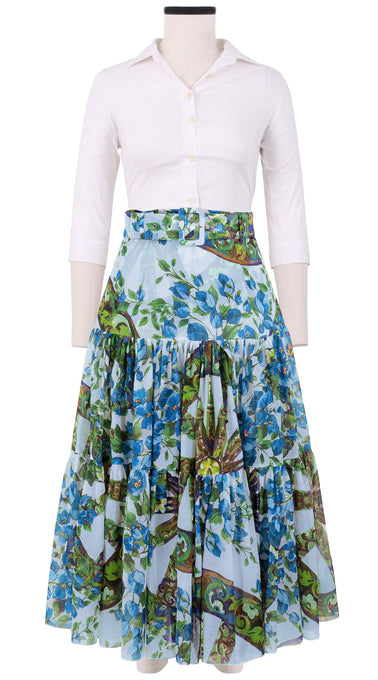Emma Skirt Midi Length Cotton Musola (Antique Wheel All Over)