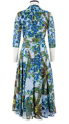 Zeller Dress Shirt Collar 3/4 Sleeve Midi Plus Length Cotton Musola (Antique Wheel All Over)