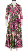 Zeller Dress Shirt Collar 3/4 Sleeve Midi Plus Length Cotton Musola (Antique Wheel All Over)
