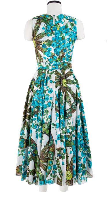 Aster Dress Crew Neck Sleeveless Midi Length Cotton Musola (Antique Wheel All Over)