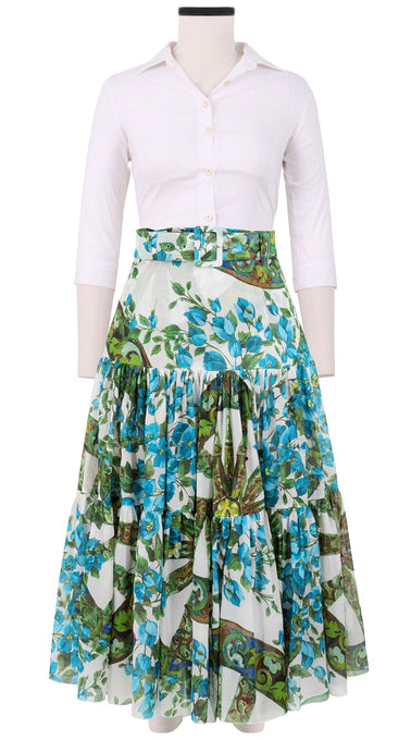 Emma Skirt Midi Length Cotton Musola (Antique Wheel All Over)