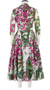 Aster Dress Shirt Collar 3/4 Sleeve Midi Length Cotton Musola (Antique Wheel All Over)
