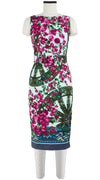 Celine Dress High Boat Neck Sleeveless with Hamilton Belt Long Length Cotton Dobby Stretch (Antique Wheel Border)