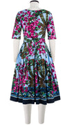 Florance Dress #2 Boat Neck 1/2 Sleeve Long Length Cotton Stretch (Antique Wheel Border)