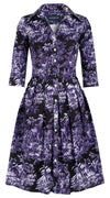 Audrey Dress #1 Shirt Collar 3/4 Sleeve Cotton Stretch (Arabian Night Toile Multi)