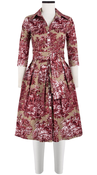 Audrey Dress #1 Shirt Collar 3/4 Sleeve Cotton Stretch (Arabian Night Toile Multi)