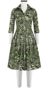 Audrey Dress #1 Shirt Collar 3/4 Sleeve Cotton Stretch (Arabian Night Toile Multi)